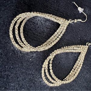 Crystal Teardrop Dangle Earrings - Silver Tone